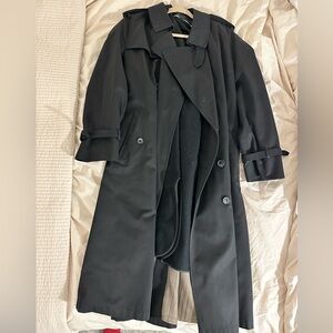 Stafford Black Trench Coat – Classic Long Double Breasted Coat